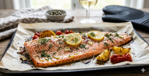🐟 Filé de Salmão ao Forno: Elegância e Sabor em Minutos! 🍋🌿✨