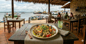 Macarrão com Frutos do Mar ao Molho de Ervas