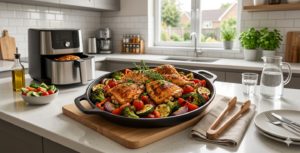 🍗🥦🥕 Frango com legumes na air fryer