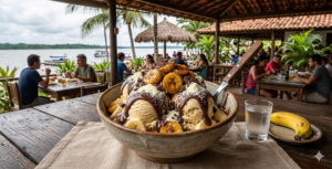 Sorvete Caseiro de Banana, Leite em Pó e Chocolate